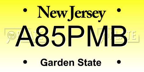 A85PMB New Jersey License Plate