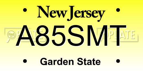 A85SMT New Jersey License Plate