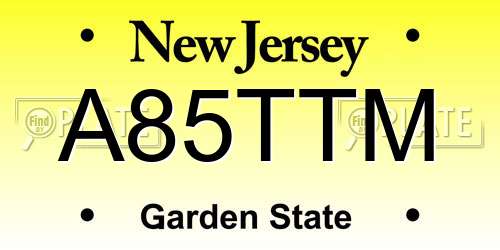 A85TTM New Jersey License Plate