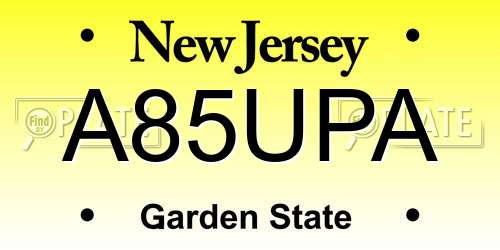 A85UPA New Jersey License Plate