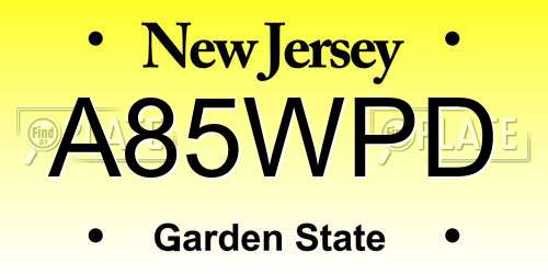 A85WPD New Jersey License Plate
