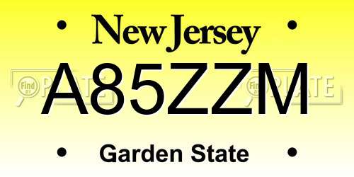 A85ZZM New Jersey License Plate