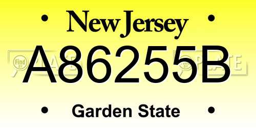 A86255B New Jersey License Plate