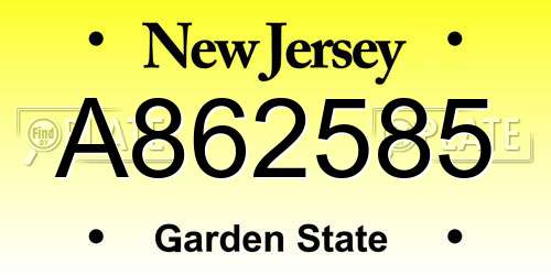 A862585 New Jersey License Plate