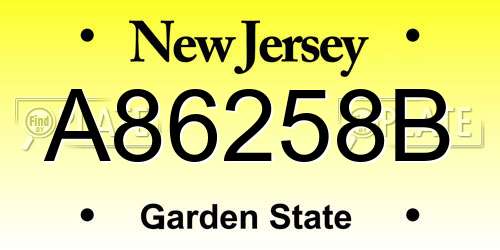 A86258B New Jersey License Plate