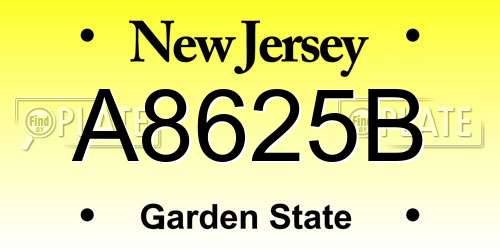 A8625B New Jersey License Plate