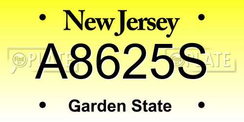 A8625S New Jersey License Plate