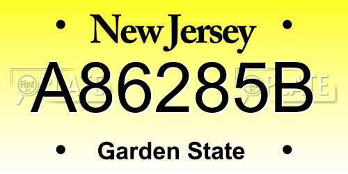 A86285B New Jersey License Plate