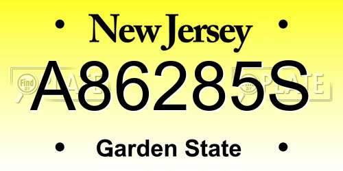 A86285S New Jersey License Plate
