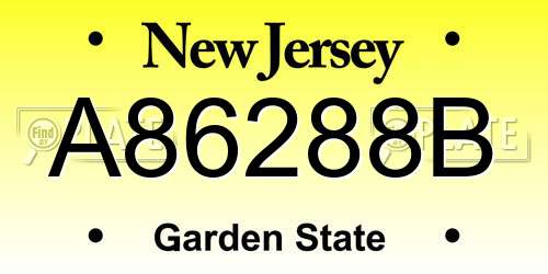 A86288B New Jersey License Plate