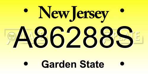 A86288S New Jersey License Plate