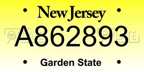 A862893 New Jersey License Plate
