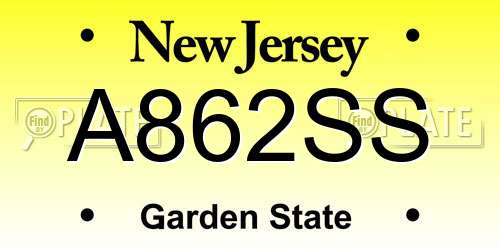 A862SS New Jersey License Plate