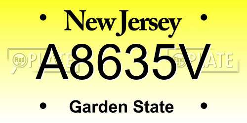 A8635V New Jersey License Plate