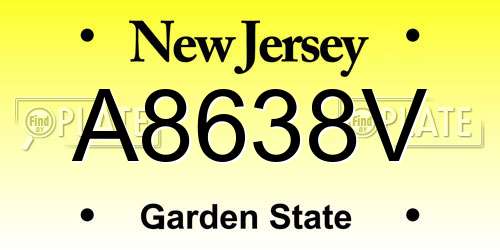 A8638V New Jersey License Plate