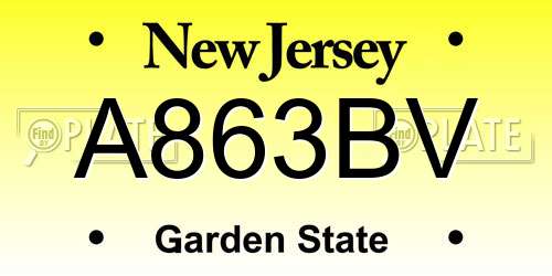 A863BV New Jersey License Plate