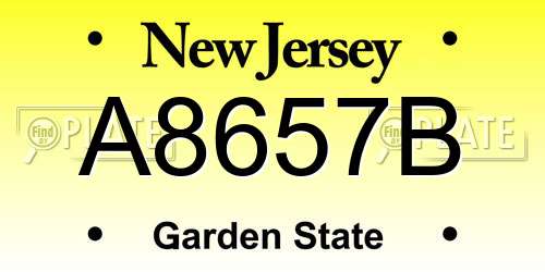 A8657B New Jersey License Plate