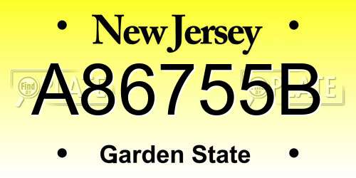 A86755B New Jersey License Plate