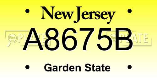 A8675B New Jersey License Plate