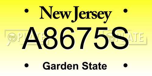 A8675S New Jersey License Plate