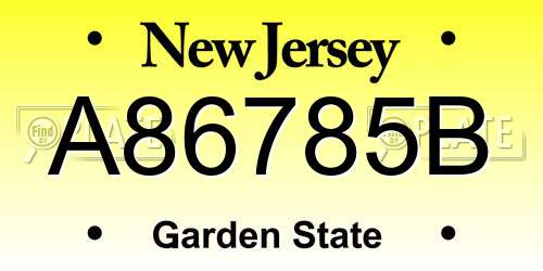 A86785B New Jersey License Plate