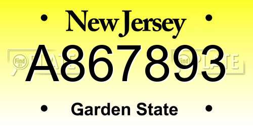 A867893 New Jersey License Plate