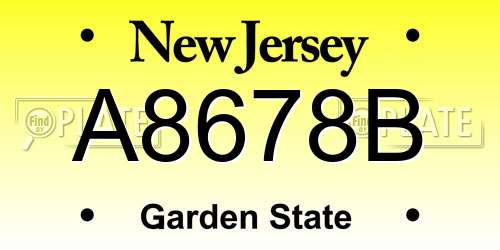 A8678B New Jersey License Plate