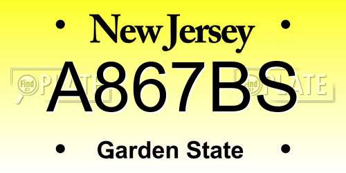 A867BS New Jersey License Plate