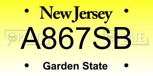 A867SB New Jersey License Plate