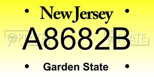 A8682B New Jersey License Plate