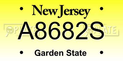 A8682S New Jersey License Plate