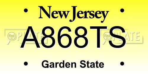 A868TS New Jersey License Plate