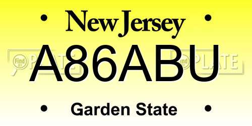A86ABU New Jersey License Plate