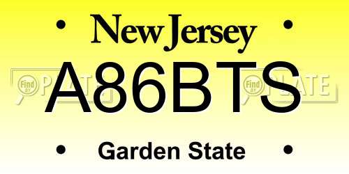 A86BTS New Jersey License Plate