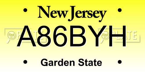 A86BYH New Jersey License Plate