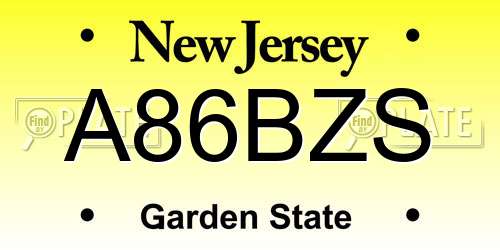 A86BZS New Jersey License Plate