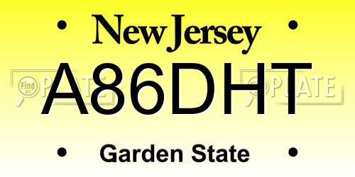 A86DHT New Jersey License Plate