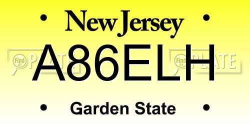 A86ELH New Jersey License Plate