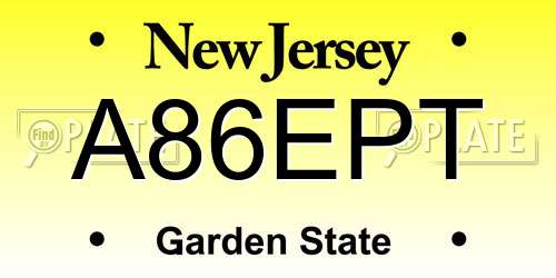 A86EPT New Jersey License Plate