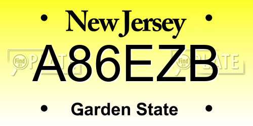 A86EZB New Jersey License Plate