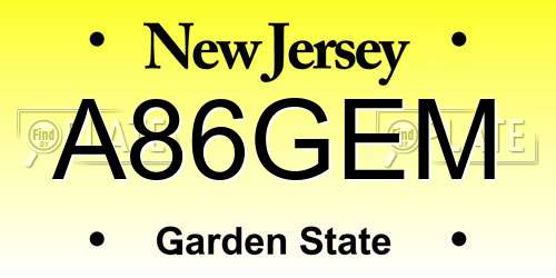 A86GEM New Jersey License Plate