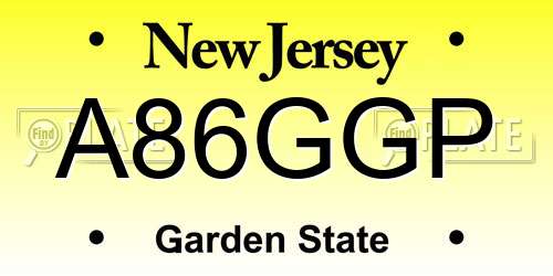 A86GGP New Jersey License Plate