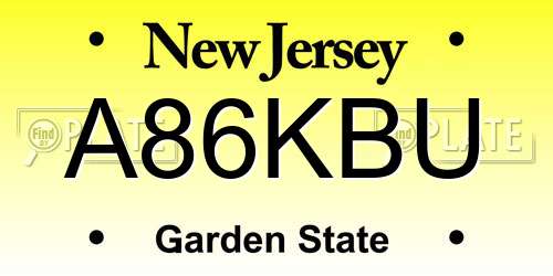 A86KBU New Jersey License Plate