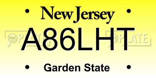 A86LHT New Jersey License Plate