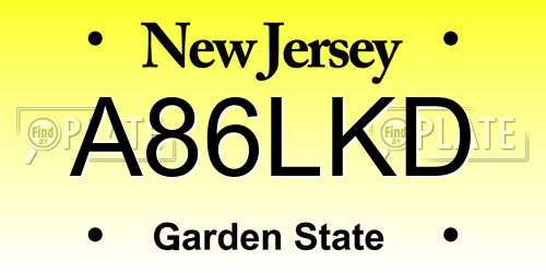 A86LKD New Jersey License Plate