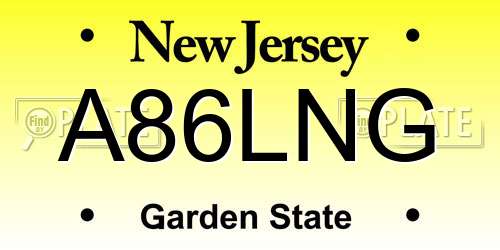A86LNG New Jersey License Plate
