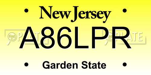 A86LPR New Jersey License Plate