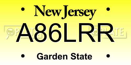 A86LRR New Jersey License Plate