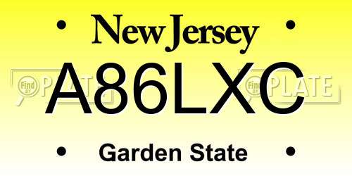 A86LXC New Jersey License Plate