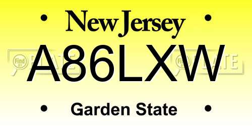 A86LXW New Jersey License Plate